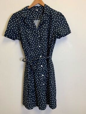Tommy Hilfiger Navy Polka Dot Button-Front Mini Dress